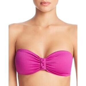 Red Carter Solid Purple Textured Bandeau Swim Bikini Top Small NEW